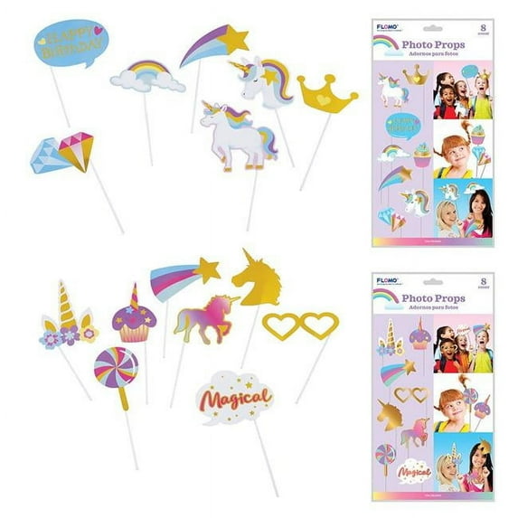 DDI 2340325 8 Piece Unicorn Party Photo Props - White/Pink Case of 36