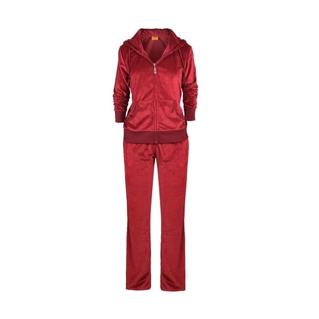 DDI 2340430 Ladies Velour Jogging Suit Wine Case of 12
