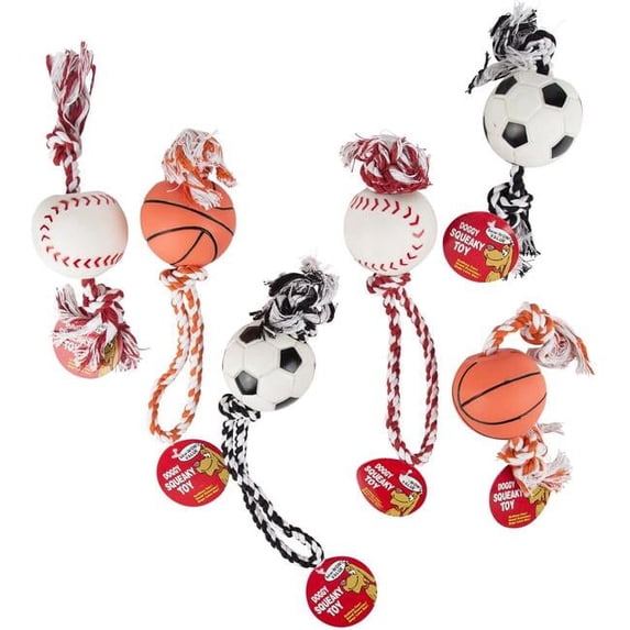 DDI 2341609 Sport Ball Rope Dog Toy, Assorted Style - Case of 60