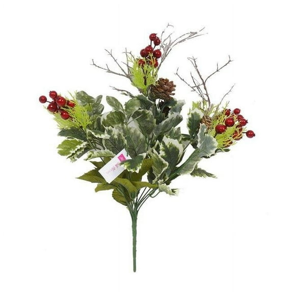 DDI 2341925 11 Head Holly, Berry & Pine Plant Bush - Case of 96