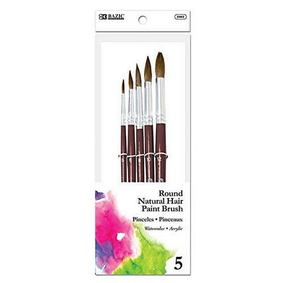 DDI 2344751 BAZIC Natural Hair Round Paint Brushes Case of 24