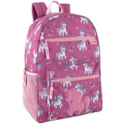 17 Inch Plush Unicorn Backpack with Plush Applique for Travel, Camping and Commuting
