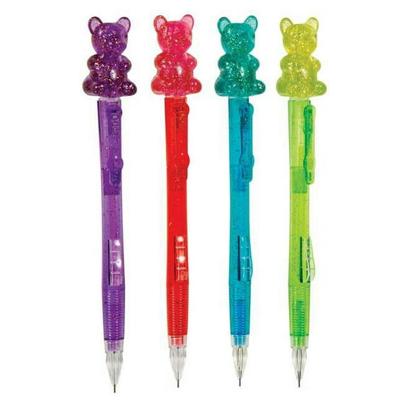 DDI 2347226 Geddes Scented Glitter Gummy Bear Mechanical Pencils - 24 Count 0.7mm Lead 4 Scents Pocket Clip Case of 24