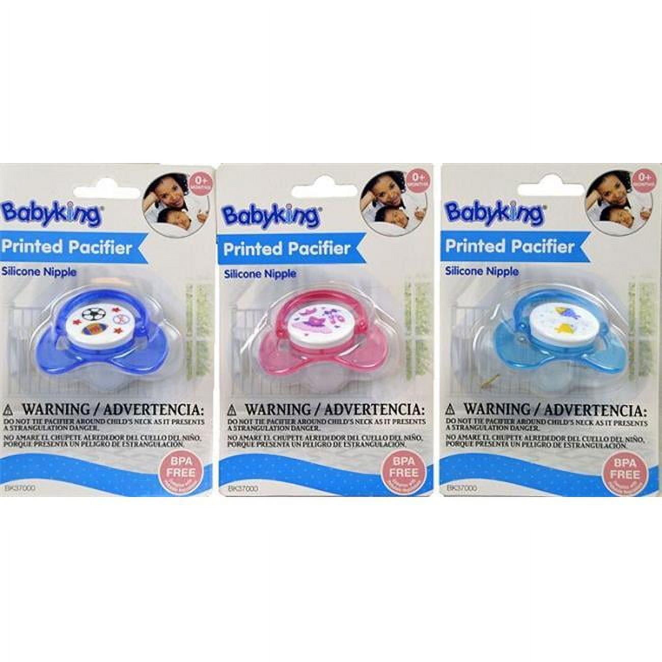 DDI 2352077 Babyking Baby Pacifier Assorted Colors Silicone Case of 72