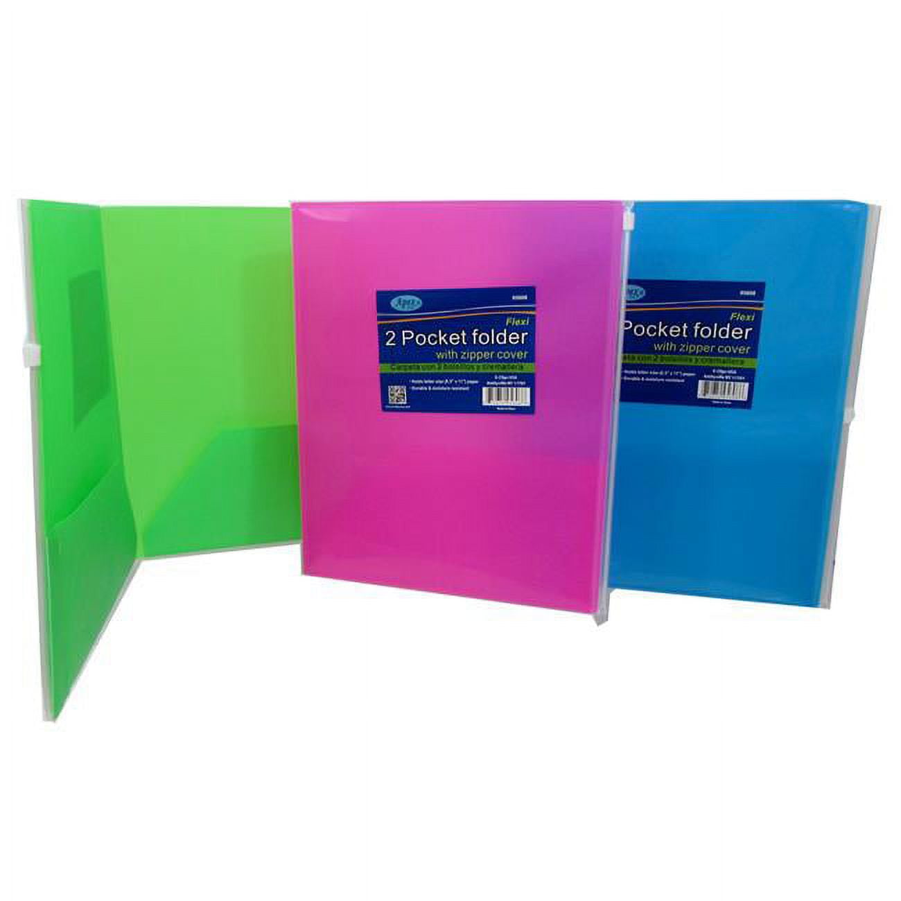 DDI 2353030 2-Pocket Poly Folder With Zipper Cover - Assorted Colors ...