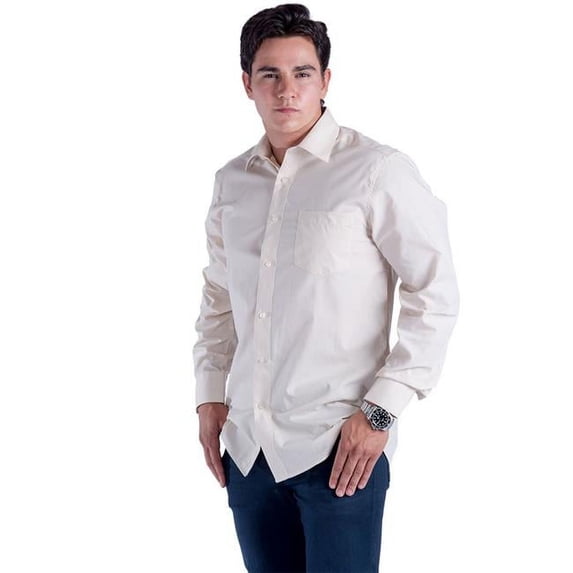 DDI 2360509 Mens Button Down & Long Sleeve Dress Shirts - Beige - Small & 2XL - Case of 24
