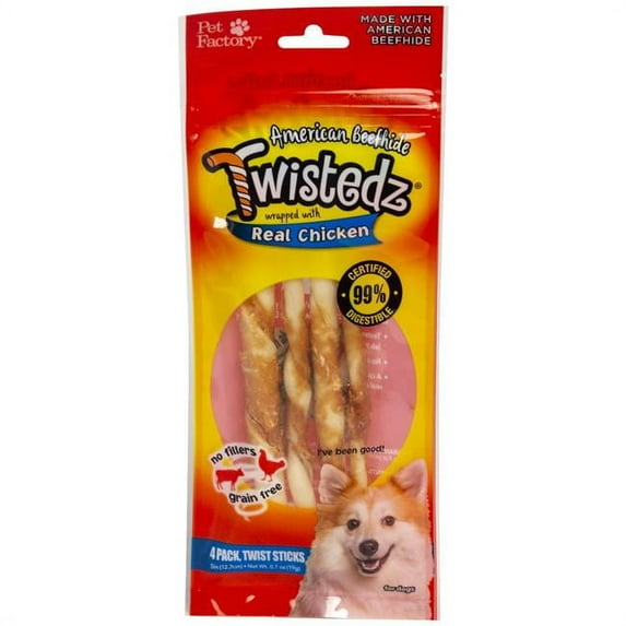 DDI 2361647 Dog Twistedz Sticks - Real Chicken - Pack of 4 - Case of 24