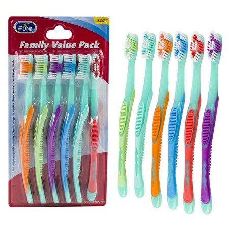 DDI 2364298 All Pure Toothbrushes, Assorted Colors - 6 Pack - Case of 48