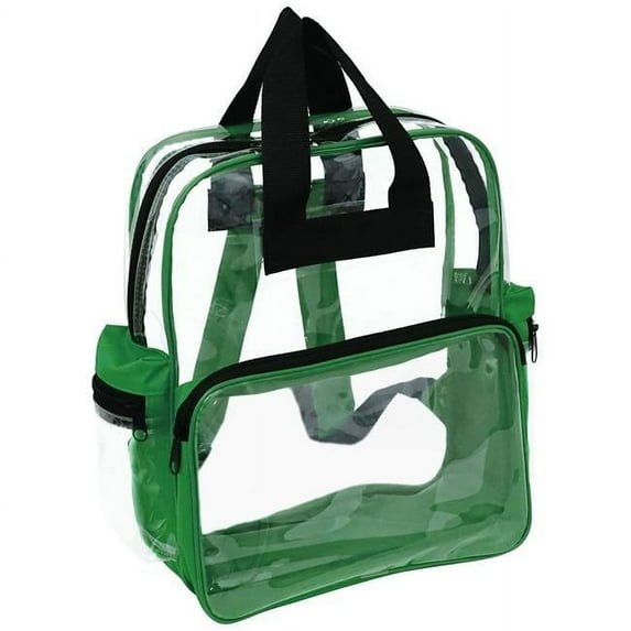 DDI 2365207 15 in. Clear Backpacks, Green Trim - Pack of 24