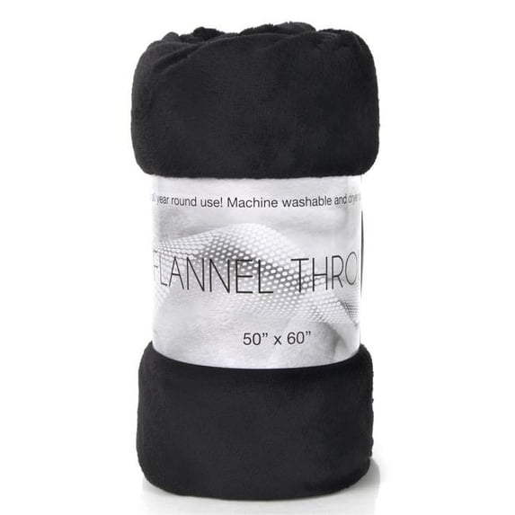 DDI 2366861 50 x 60 in. Flannel Throw Blankets, Black - Case of 24