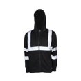 thumbnail image 1 of DDI 2367976 Reflective Stripes Mens High-Vis Safety Full Zip Hoodies, Black - Small-Extra Large - Case of 12, 1 of 1