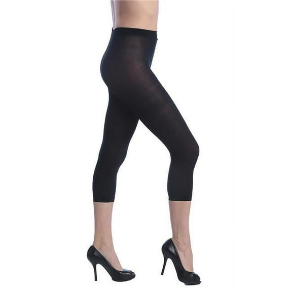 DDI 2372578 Women Opaque Footless Capri Tights, Black - Queen Size - Case of 120
