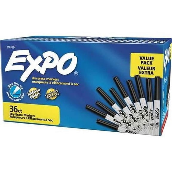 DDI 2374668 Ultra Fine Point Dry Erase Markers, Black Ink - Pack of 6