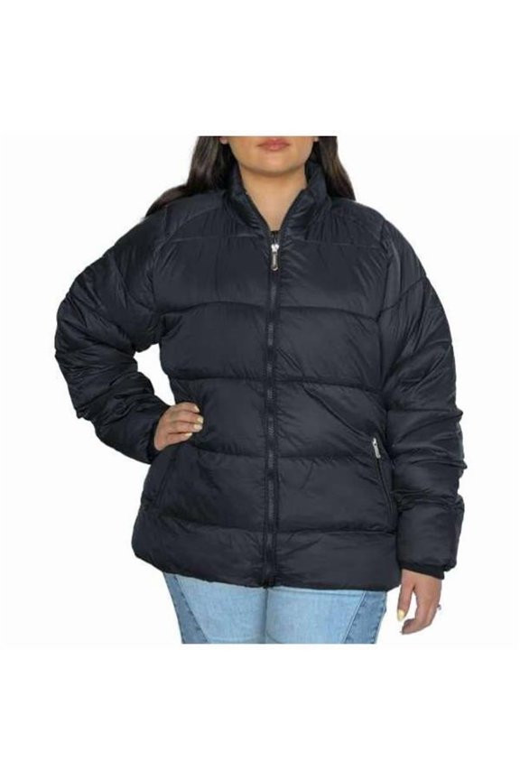 2380739 Womens Solid Puffer Jackets, Black, Extra Large - Case of 12