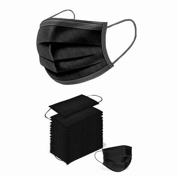 DDI 2381925 3 Ply Face Mask, Black - Case of 2000