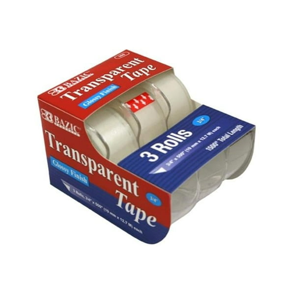 DDI 311819 BAZIC 3/4'' X 500'' Transparent Tape (3/Pack) Case of 24