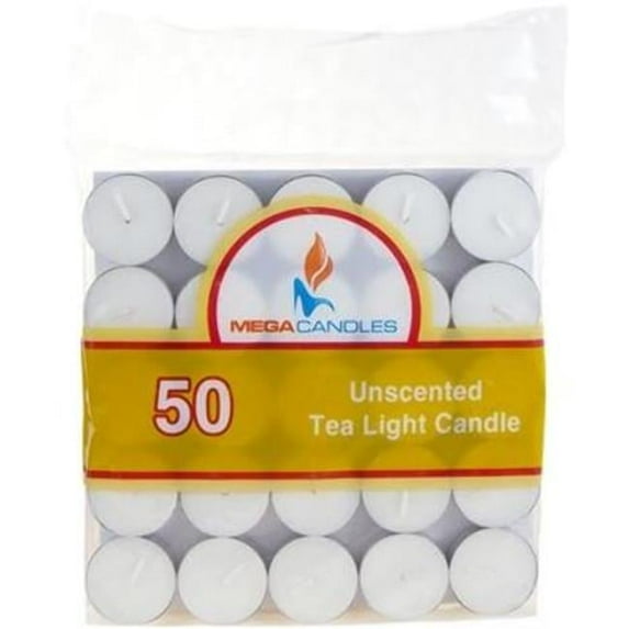 DDI 50-Piece Unscented Tea Light Candle in Bag - White Case of 24