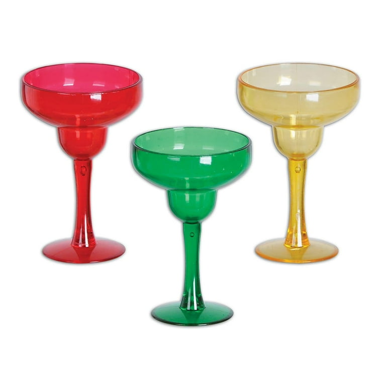 Bulk Margarita Glasses with Green Rim - 12/Case