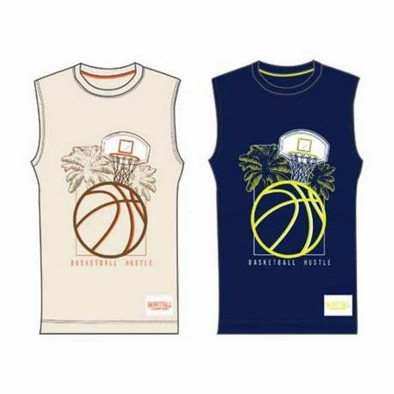DDI 2384679 Boys Muscle Tanks, Tan & Navy - Size 4-5-6-7 - Case of 72