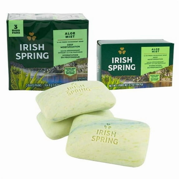 DDI 2382033 Irish Spring Aloe Soap - 3.7 oz, Pack of 3 - Case of 18