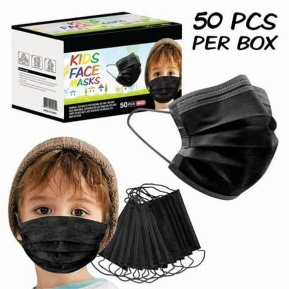 DDI 2359231 Kids Disposable Face Masks - Black, Box of 50 - Case of 3000