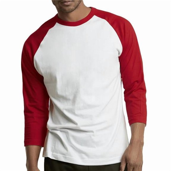 DDI 2370587 Mens 3 by 4 Sleeve Baseball T-Shirt - Large, Red & White - Case of 60