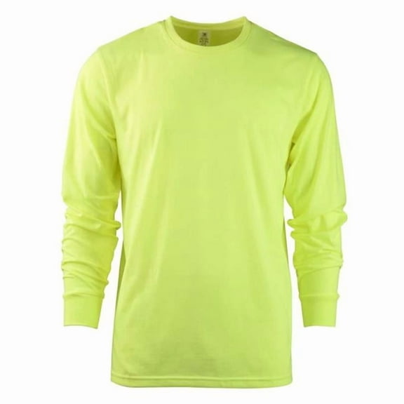 DDI 2380958 Mens Long Sleeve Crew Neck T-Shirts, Neon Green, Large - Case of 60