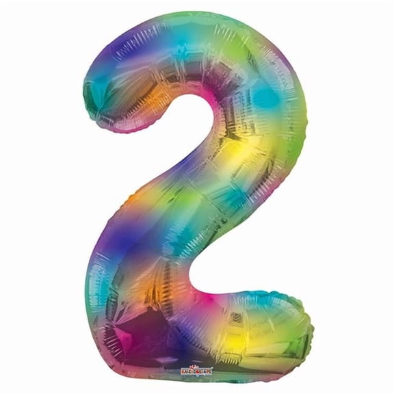 DDI 2354741 Mylar Number 2 Balloons - Rainbow, 34 in. - Case of 48