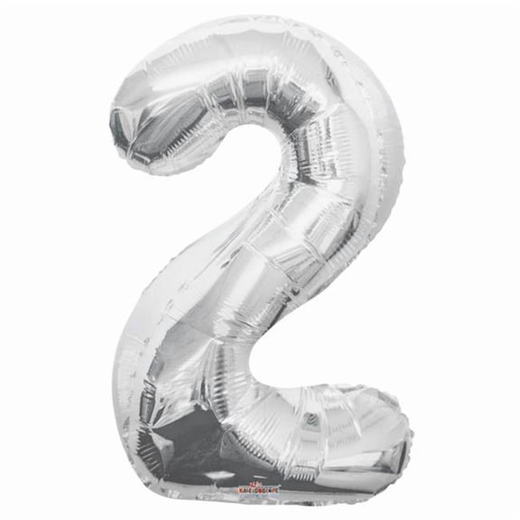 DDI 2354761 Mylar Number 2 Balloons - Silver, 34 in. - Case of 48