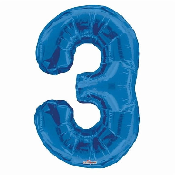 DDI 2354722 Mylar Number 3 Balloons - Blue, 34 in. - Case of 48
