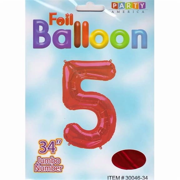 DDI 2354734 Mylar Number 5 Balloons - Red, 34 in. - Case of 48