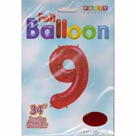 DDI 2354738 Mylar Number 9 Balloons - Red, 34 in. - Case of 48