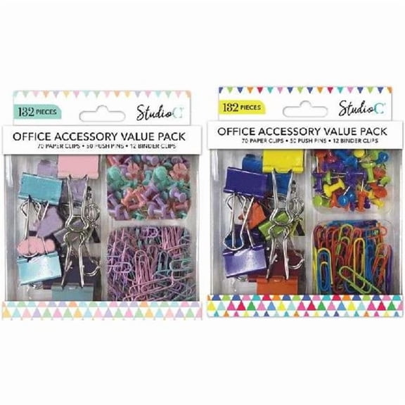 DDI 2386333 Office Accessory Value Packs - Paper Clips, Push Pins, Binder Clips - Case of 24