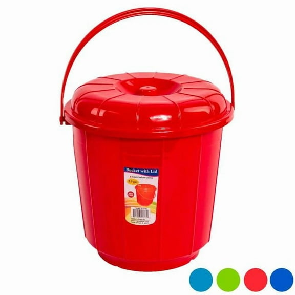 DDI 2378838 Plastic Buckets with Lid - Assorted Color, 2.9 gal - Case of 12