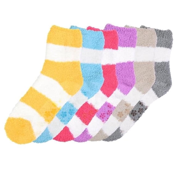 DDI Striped Cozy Slipper Socks with Non-Skid Bottom Case of 60