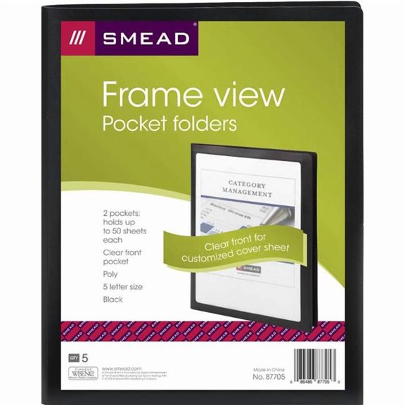 DDI 2385870 View 2-Poly Pocket Folders - Black - Case of 10