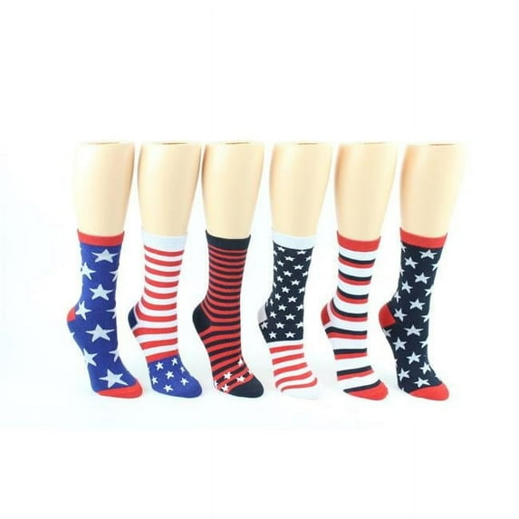 DDI 2330730 Women's American Flag Print Novelty Crew Socks Case of 24