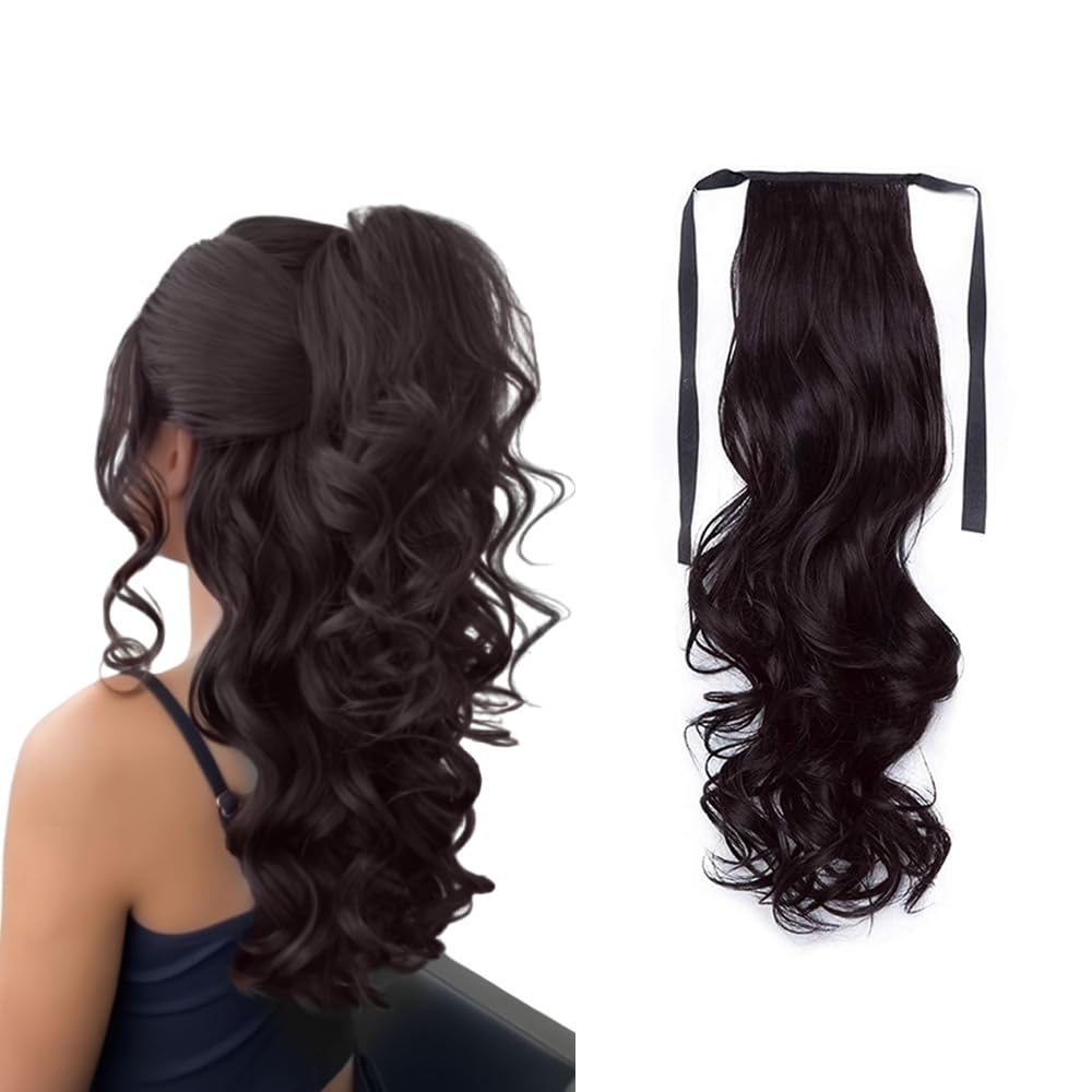 DDIVINE Womens Full Head Ribbon 24 Inch Hair Extension Wig Synthetic ...