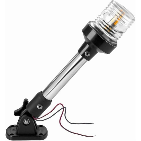 DDL Anchor Light,White LED Stern Light for Boat 3 Nautical Mile Bimini Top Lights Fold Down Pontoon Light All Round 360 12~24V, 9''