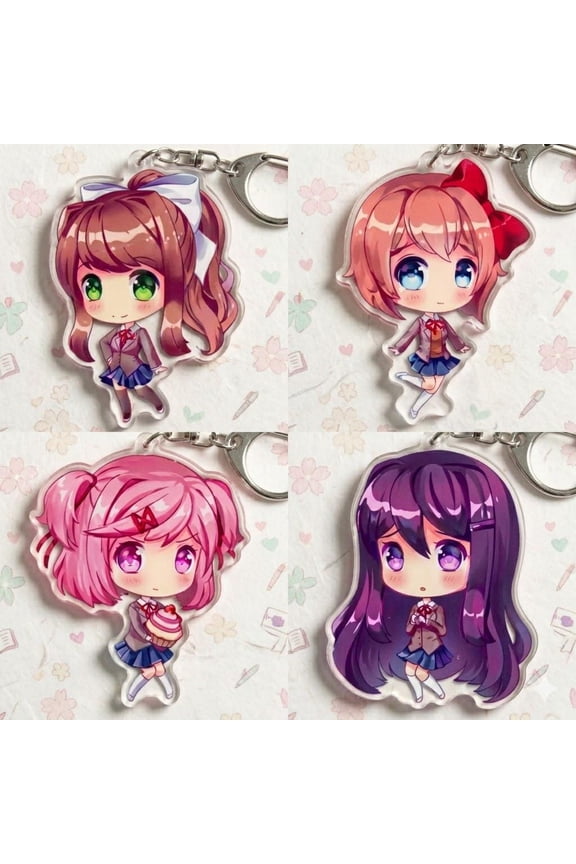 DDLC Acrylic Keychain, Monika Natsuki Yuri Sayori Bag Charm, Doki Doki Literature Club Keyring, RANDOM 1 PACK