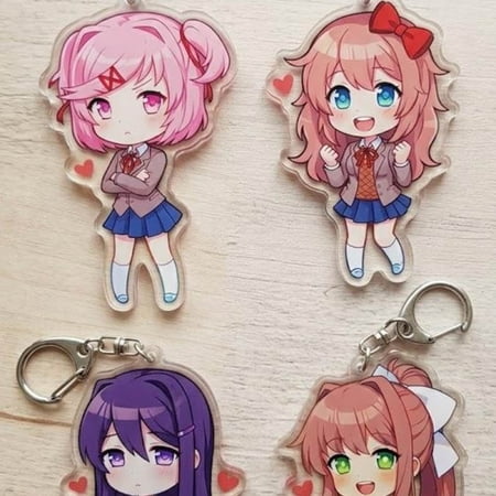 DDLC Chibi Acrylic Keychain, Monika Natsuki Yuri Sayori Anime Bag Charm, RANDOM 1 PACK