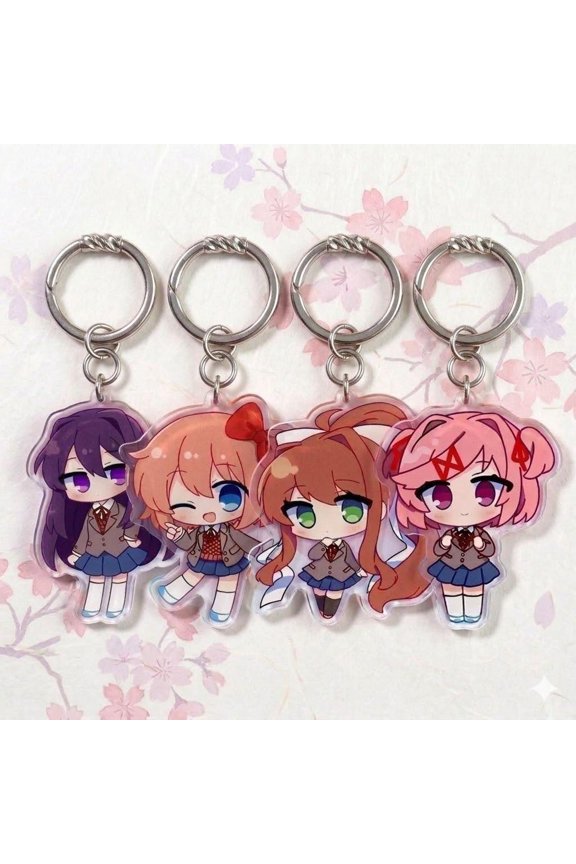 DDLC Monika Natsuki Yuri Sayori Acrylic Keychain, Doki Doki Literature Club Anime Bag Charm, RANDOM 1 PACK