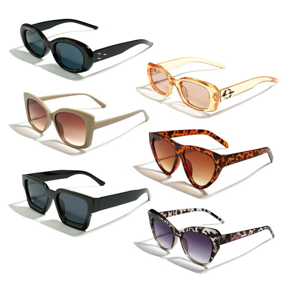 DDLM Women's Classic Fashion Black Polarized Sunglasses -6 Pack