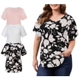 thumbnail image 1 of DDLUYY 3 Pack Women’s Plus Size Tops Tunic Short Sleeve V Neck Shirts Casual Soft Blouse 1X-5X, 1 of 8