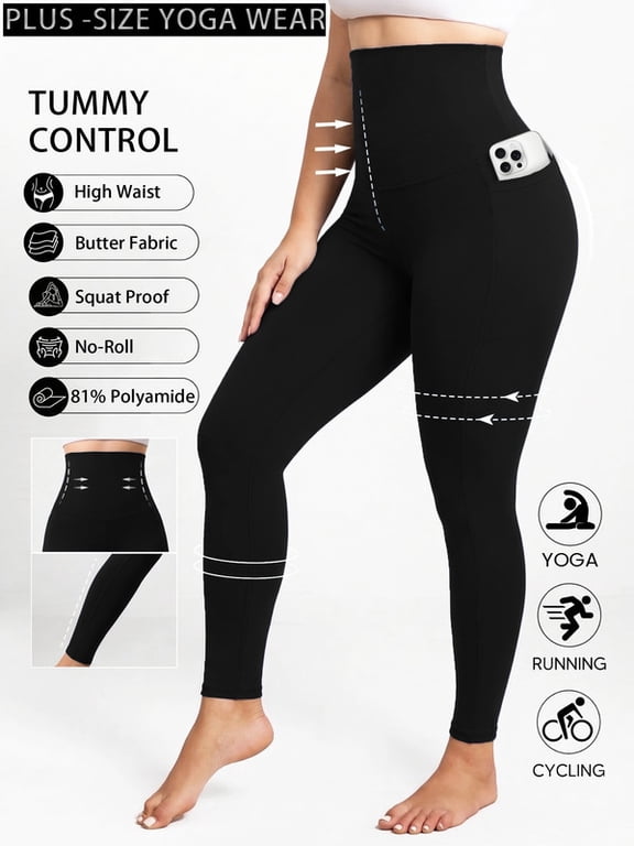 Women's Plus Size Butterluxe High Waist Tummy Control Yoga Leggings Running Workout Athletic Pants with Pockets(M-5XL)