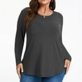 thumbnail image 1 of DDLUYY Women's Plus Size Tops Crew neck Long Sleeve Shirts Loose Tunic Tops Fall Shirts, 1 of 7