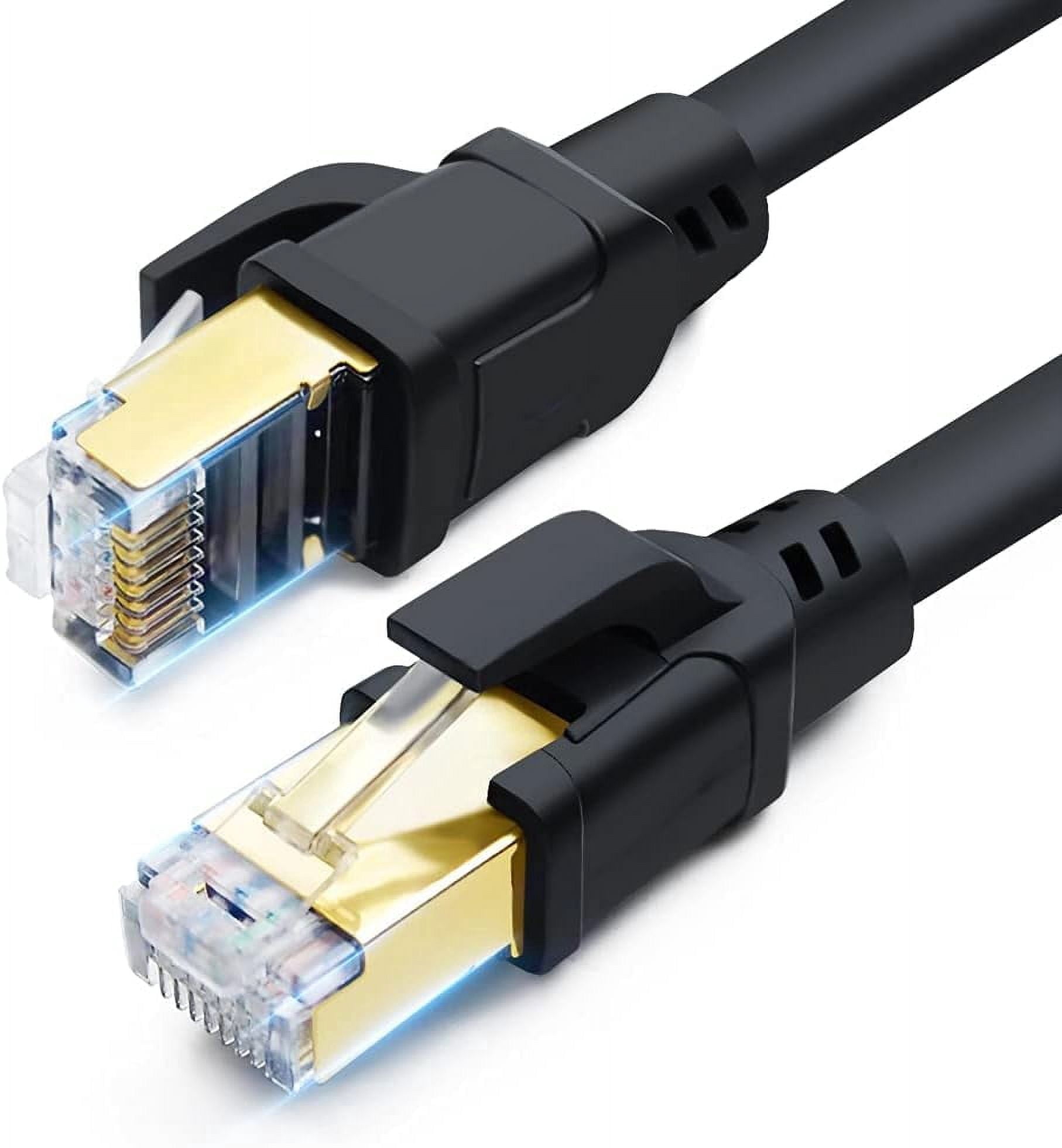 DDMALL CAT8 Ethernet Cable 50ft, High Speed 40Gbps 2000MHz 26AWG CAT8 Cable SFTP LAN Internet Cable with Gold Plated RJ45 Connector for Router, Modem, Gaming, Xbox, PC (50ft/15m, Black)