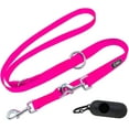 thumbnail image 1 of DDOXX Nylon Dog Leash, 3-Way Adjustable, 6.6 ft - for Dogs Large & Small - Double Dog, 1 of 8