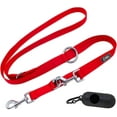 thumbnail image 1 of DDOXX Nylon Dog Leash, 3-Way Adjustable, 6.6 ft - for Dogs Large & Small - Double Dog, 1 of 8