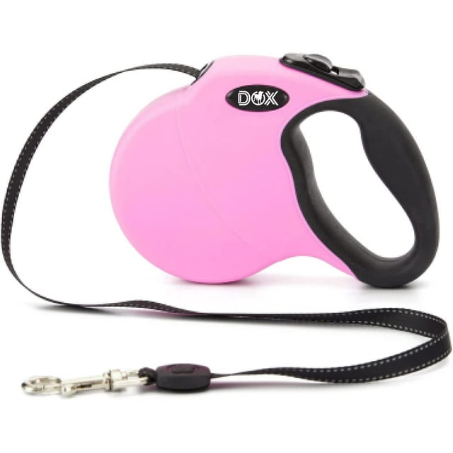 DDOXX Pink Retractable Dog Leash 16.4ft Length, 44.1lbs Capacity